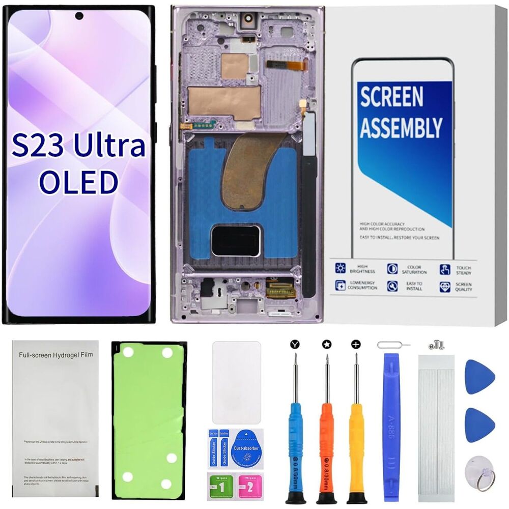 OLED Screen Replacement for Samsung Galaxy S23 Ultra Display Digitizer Frame
